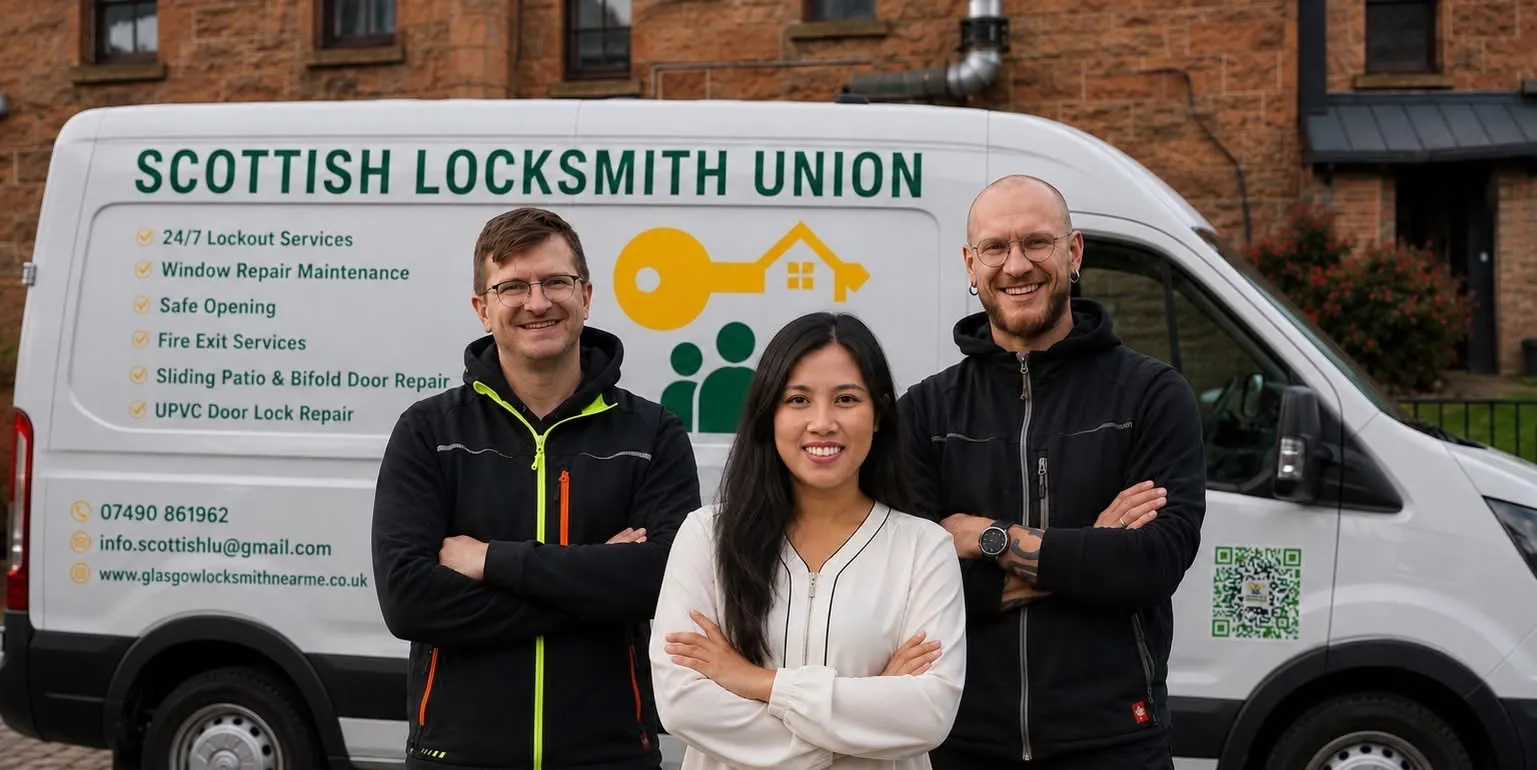The Scottish Locksmith Union team in front of their van
